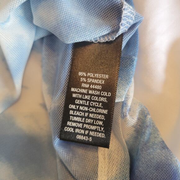 Bold Elements Sheer Curvy Shirt. New with Tags Blue and White Tie dye Size M - Picture 7 of 9